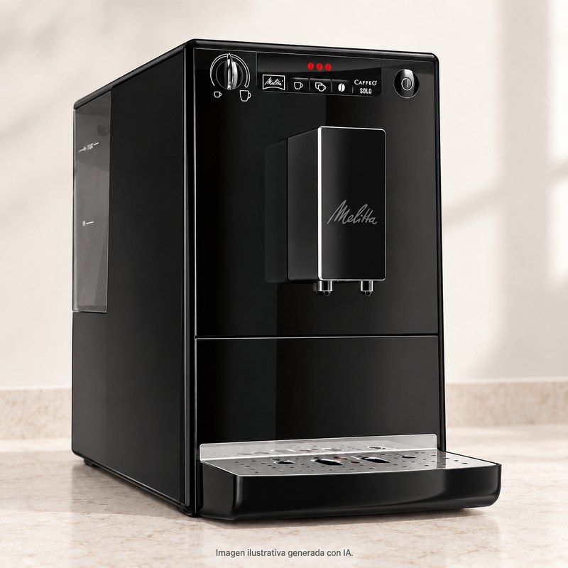 Ilustración generada con IA de la Melitta Solo E950-222; apariencia aproximada.