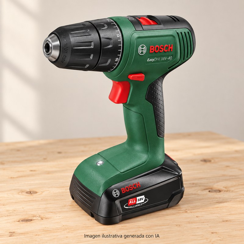 Ilustración generada con IA de Bosch EasyDrill 18V-40; apariencia aproximada.