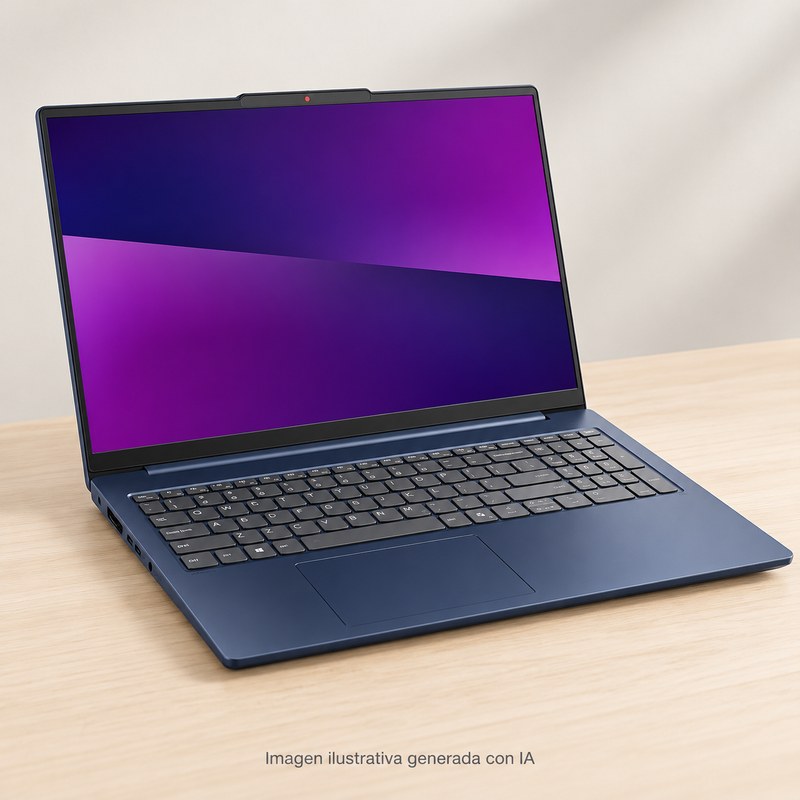 Ilustración generada con IA de Lenovo IdeaPad Slim 5; apariencia aproximada.