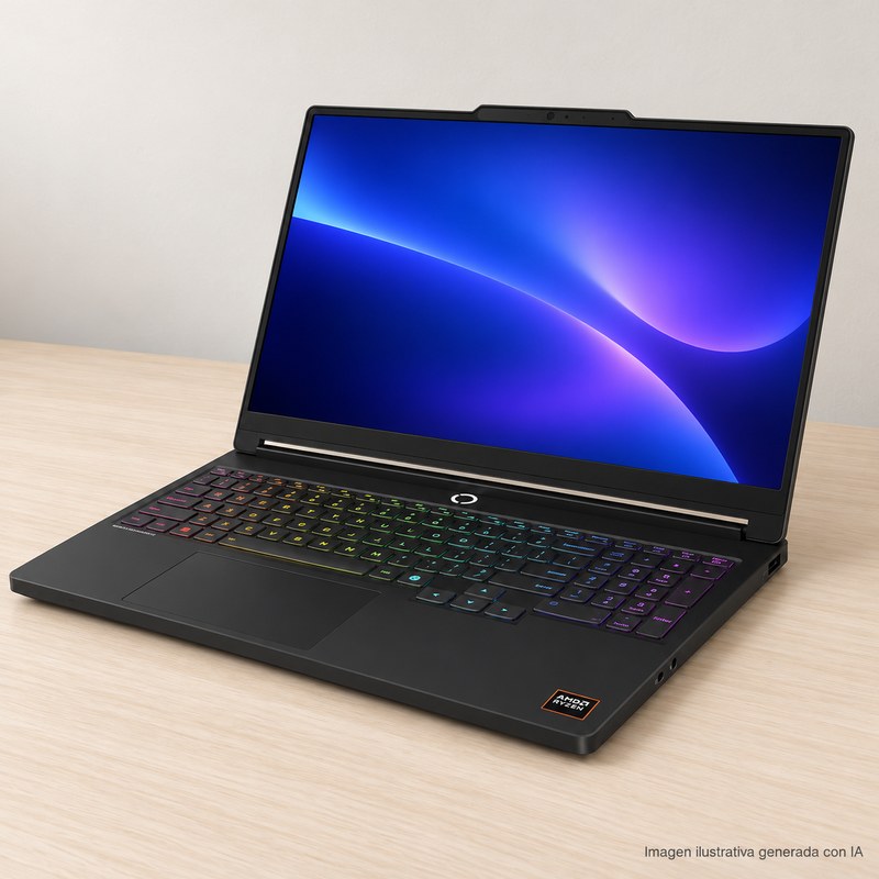 Ilustración generada con IA de Lenovo Legion 5; apariencia aproximada.
