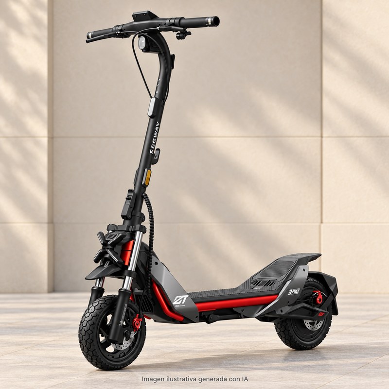 Ilustración generada con IA de Segway ZT3 Pro E; apariencia aproximada.